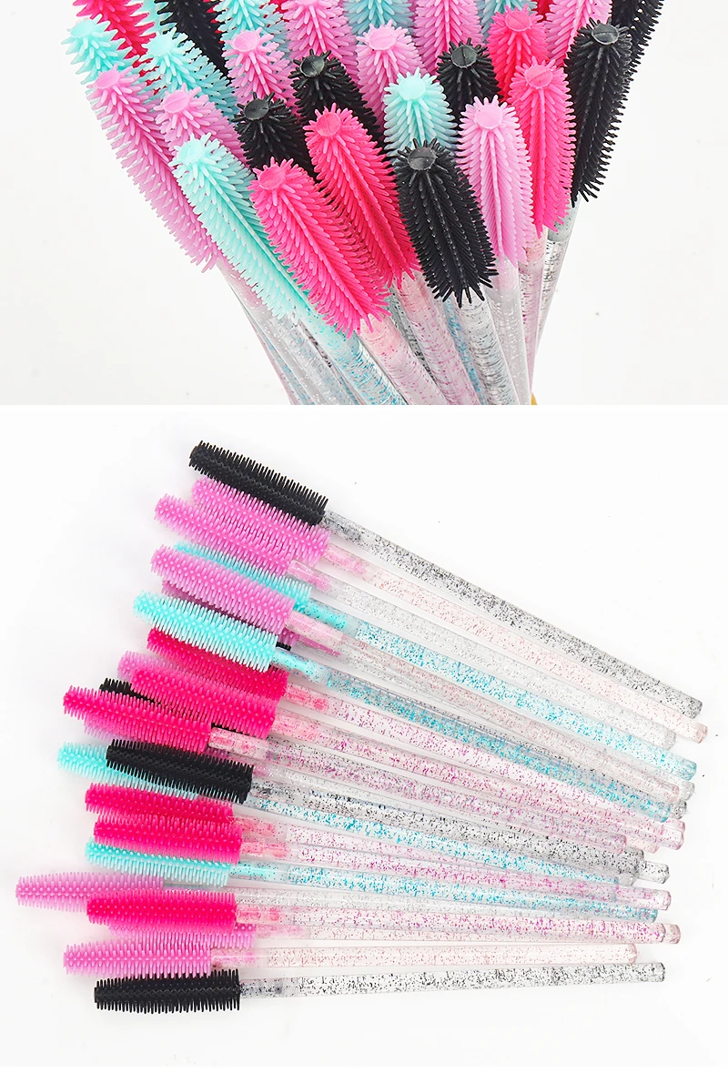50 Stück Silikon Kristall Mascara Wands Applikator Einweg Diamant Wimpern Pinsel Kamm für Frauen Schönheit Make-up Pinsel Werkzeuge – Detail 10