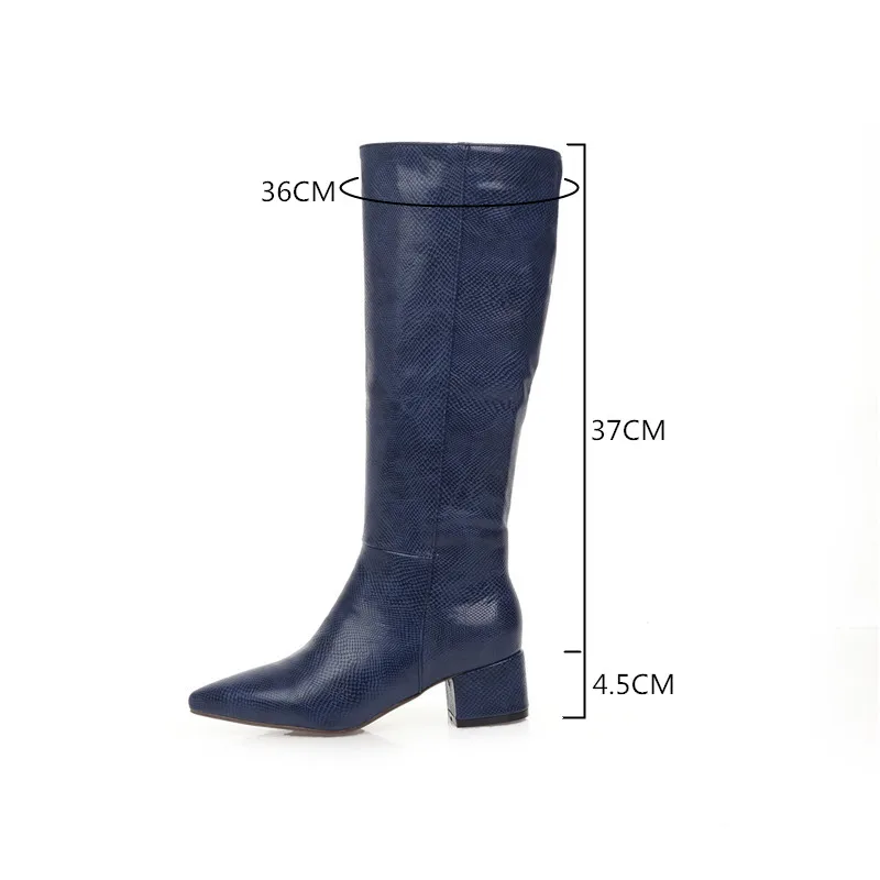 YMECHIC Fashion 2022 Chunky Heels High Knee Boots Yellow Silver Blue Pointed Toe Knee High Long Boots Winter Female Shoes Botas