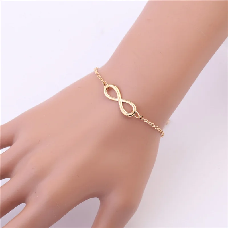 L040 Hot Minimalist Punk Vintage Bijoux Fashion Charm Infinity 8 Bracelets For Women Gift Men Chain Tiny Bangles Cheap Jewelry