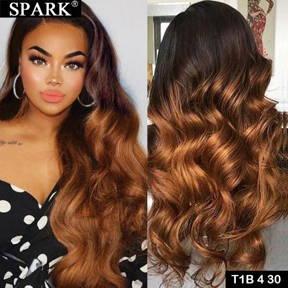 

SPARK Ombre Highlight Body Wave HD 13x4 Lace Frontal Wig Brazilian Colored Wet And Wavy 4x4 Lace Closure Human Hair Wigs Remy