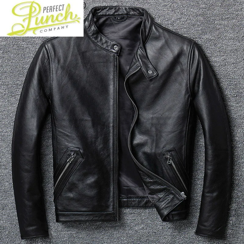 

Real Cowhide Leather Jacket Men Clothes 100% Cow Leather Coat Spring Autumn Plus Size Genuine Leather Coats H791 KJ4838