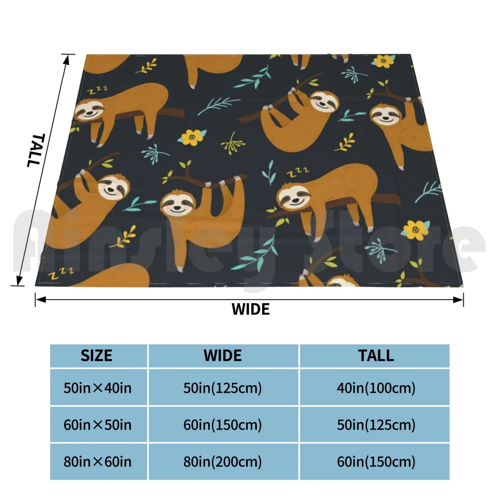 Cute Sloth Seamless Pattern | Funny Animal Gift Blanket Fashion Custom Quarantine Social Distancing