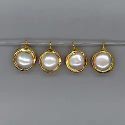 Wholesale 10 PCS Freshwater Cultured White Pearl Pendant Charm Metal Bezel