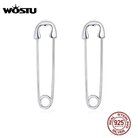 WOSTU Real 925 Sterling Silver Pin Cartilage Fashion Earrings Minimalist Style Punk Earrings For Women Party Jewelry CQE695-A