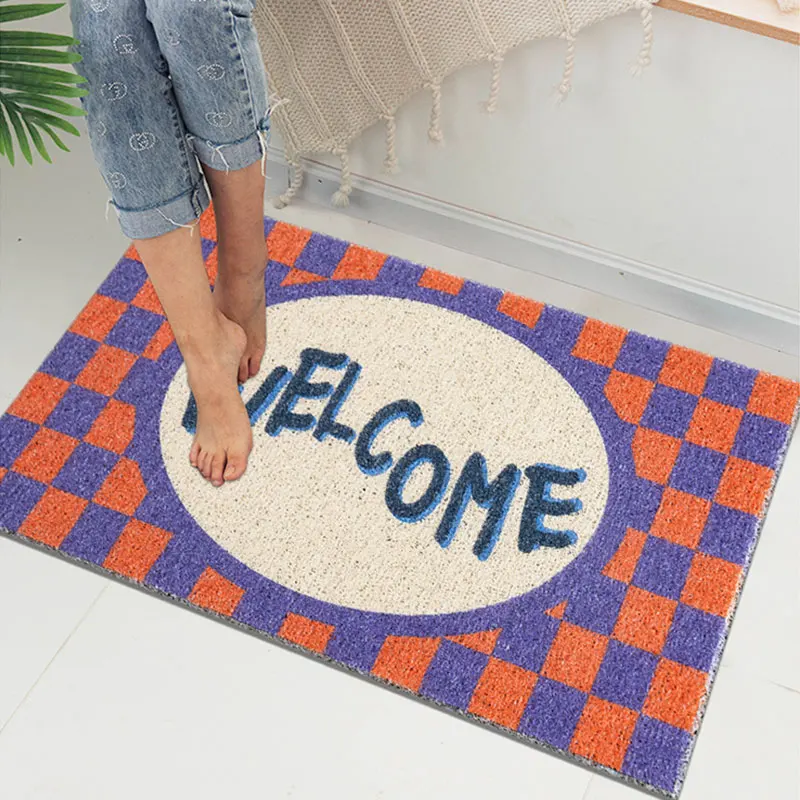 Checkerboard Doormat Entrance Carpet Entrance Hallway Welcome Printed Non-slip Rugs Front Doormat Outdoor Carpet Bedroom Kitchen