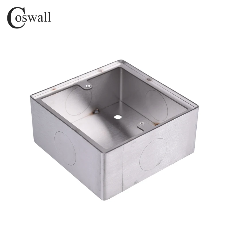 Coswall 36mm Depth Thicken Polished Stainless Steel Anti-Corrosion Fireproof Wall External Surface Mounting Box 1/2/3/4 Seat