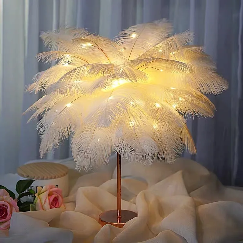 20-25cm Colorful Ostrich Feather Birthday Party Decoration Cake Feather Lamp Ornament  Headdress Accessories Feather