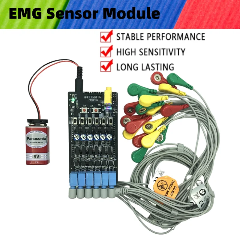 Six Channel EMG Muscle Sensor Module Controller Detects Muscle Activity with Arduino Uno Development Board Smart Automation Kit