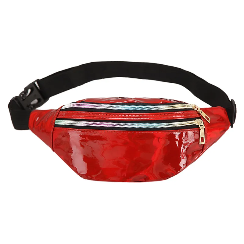 Holographic Waist Bag for Women Glitter Fanny Pack Waterproof Geometric Belt Bag Fashion Laser Waist Pack Phone Pouch Chest Bag