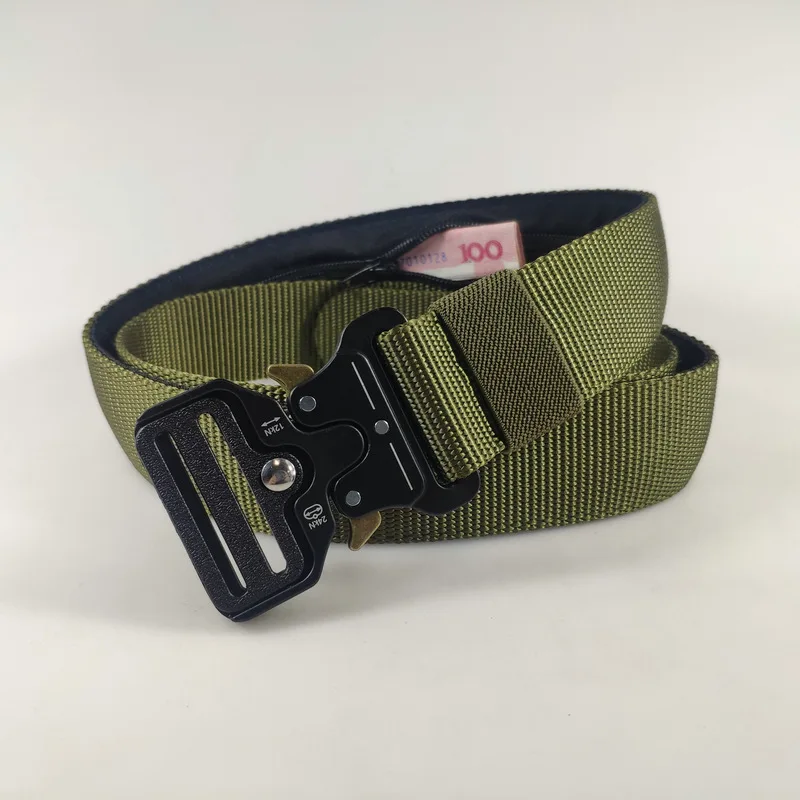 belt for men High-quality Tactical Belt for Hiding Money Men's Military Fans Multifunctional Zipper Wallet Safety Buckle Belts