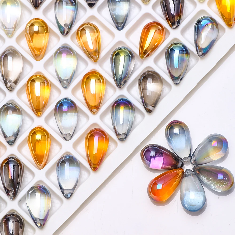 30pcs Lampwork Glass Drop Bead DIY Making Accessories 9X15mm Austria Crystal Teardrop Pendant Crafts Meterial Jewelry Needlework