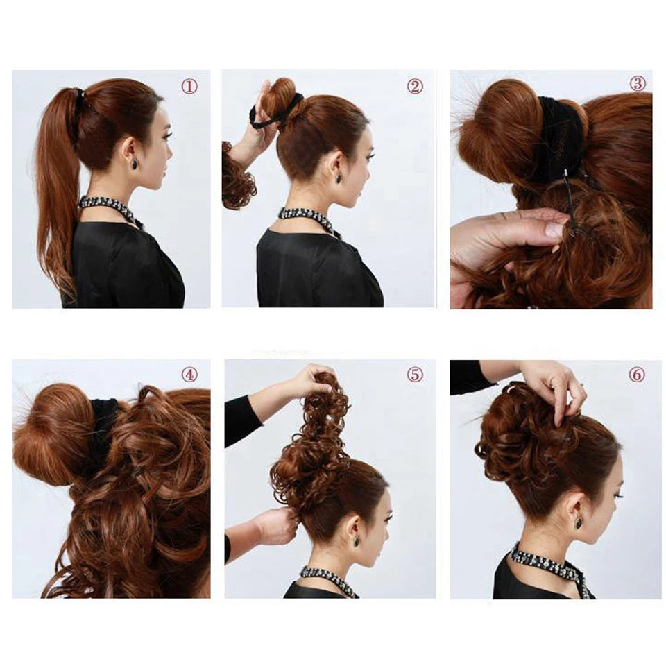 LUPU syntetyczny przyrząd do koka z włosów Messy Chignon z gumką Updo Donut Roller Scrunchie kawałki włosów dla kobiet High Temperture fibre