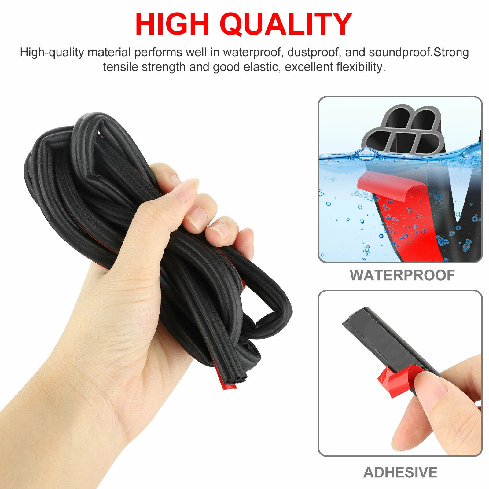 5Meters Car Door Seal Strips Sticker B Shape Weatherstrip Rubber Seals Sound Insulation Sealing Automobiles Interior Accessories