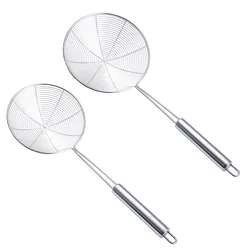 4-Size Stainless Steel Colander Mesh Strainer Oil Frying Spoon Round Net Filter Scoop Noodles Dumpling Sieve Kitchenware Tools