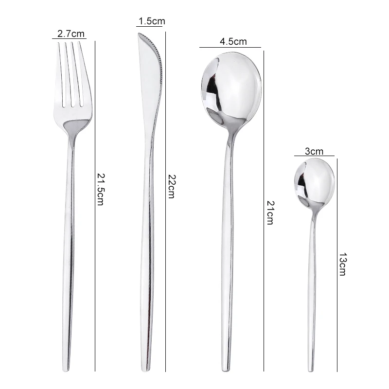 24 Pcs/set 304 Stainless Steel Cutlery Dinnerware Set Table Golden Cutlery Tableware 24 Pieces Spoons Knife And Forks