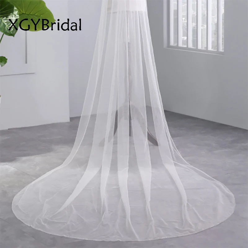 New Arrival Bridal Veil Long One-Layer Wedding Veil Cathedral Lace Edge Tulle White Ivory With Comb Wedding Accessories