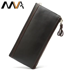 MVA men's genuine leather wallet male long purse men wallet leather with coin pockets slim purse for phone men's clutch bag 9031