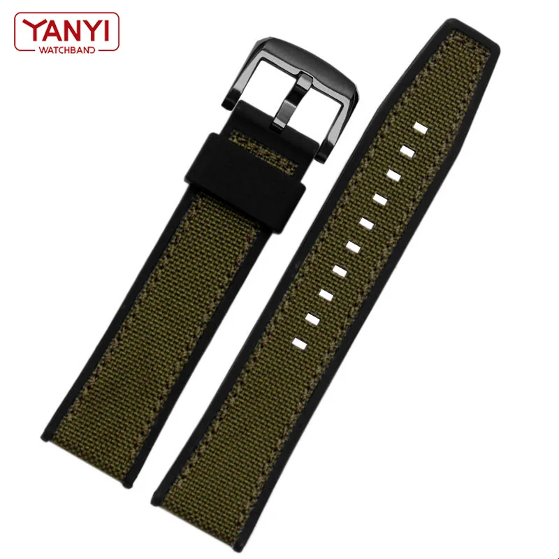 Thickened nylon strap with Silicone Rubber bottom watchband 21mm 22mm for seiko SUR325P1 timex tissot watch band mens wristband