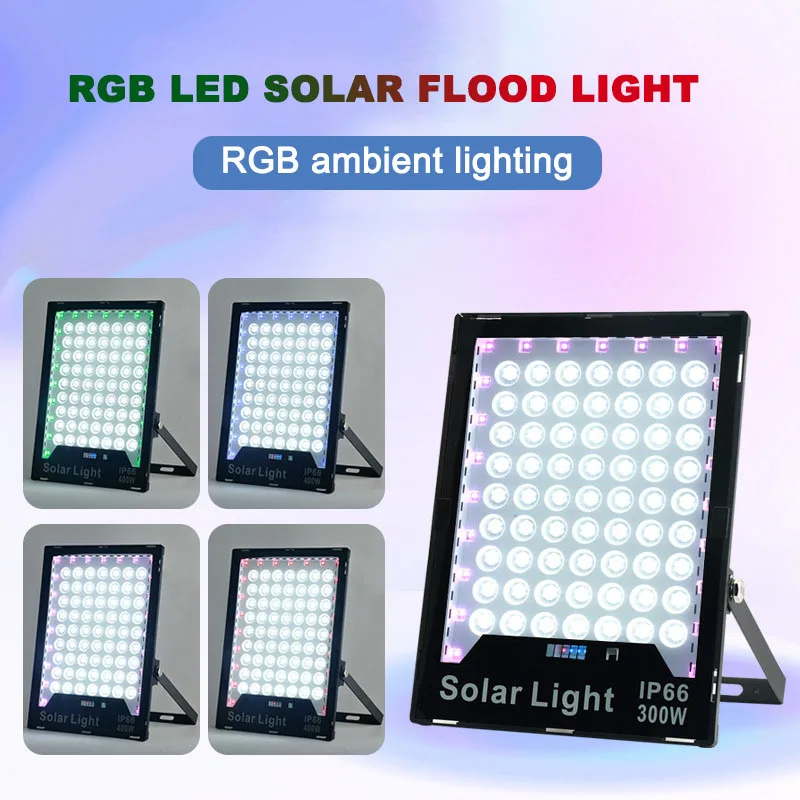 Imagem -02 - Refletor de Led Solar Rgb Luz Branca para Ambientes Externos Iluminação de Natal para Jardim Áreas Externas 100w 200w 300w 400w