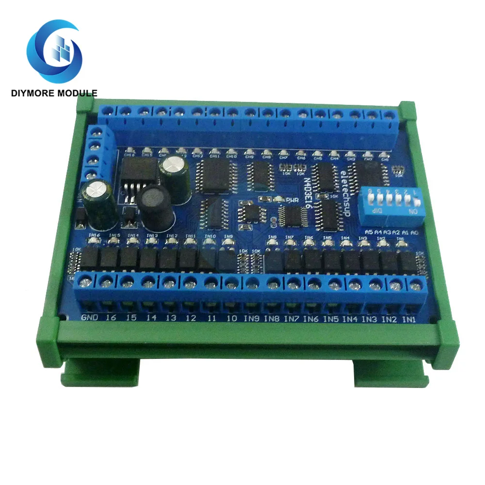 DC 12V 24V 16 Input 16 Output RS485 Remote Control Switch PLC IO expansion Board 03 06 16 Modbus RTU Module