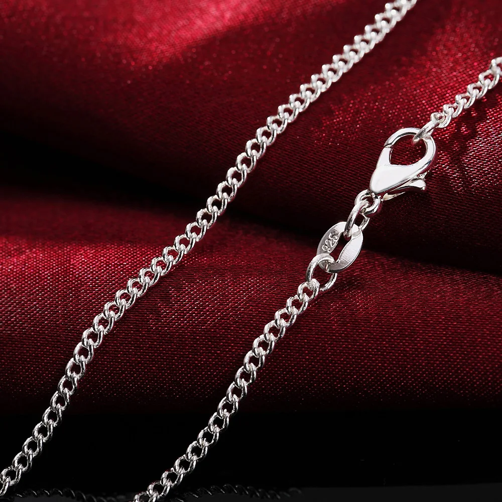 BAYTTLING 925 Sterling Silver 16/18/20/22/24/26/28/30 inches 2MM Full Sideways Chain Necklace For Women Men Fashion Gift Jewelry