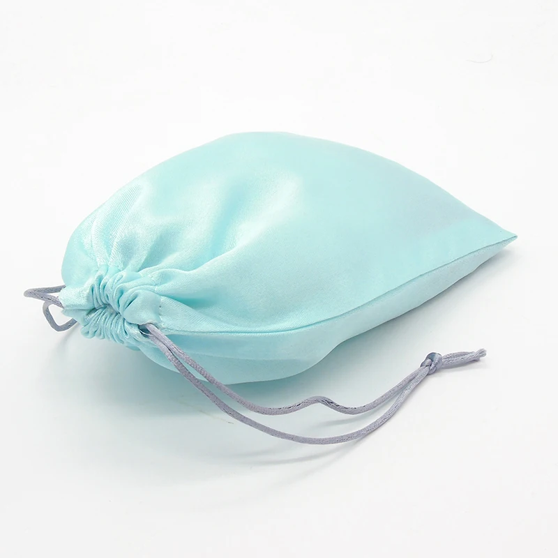 Satin Drawstring Bag Jewelry Packaging Hair Cosmetic Makeup Silk Drawstring Pouch Wedding Gift Wrapping Sachets Print Logo 50PCS