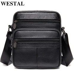 WESTAL-Bolso de hombro de piel auténtica para hombre, bandolera pequeña informal para teléfono, 7362