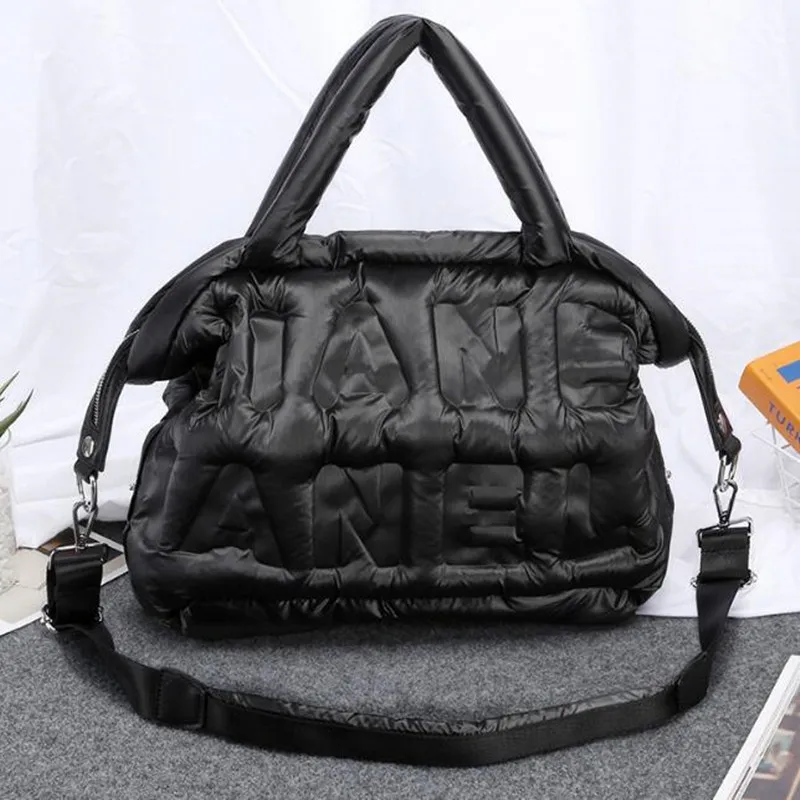 2022 New Winter Large Capacity Shoulder Bag for Women Waterproof Nylon HandBags Space Pad Cotton Feather Down Crossbody