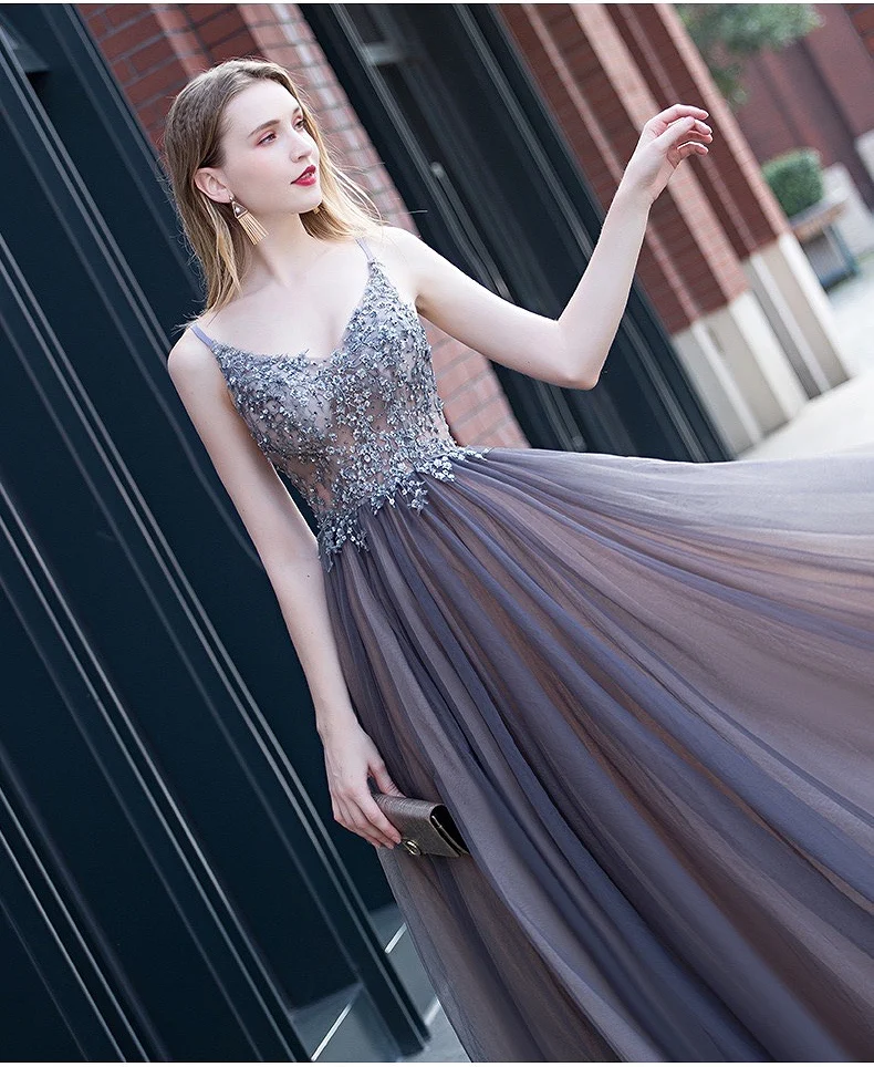 Robe de soirée longue en perles, col en v, bretelles Spaghetti, luxe, Sexy, sans manches, ligne A, robes de bal, dos nu, robe de remise de diplôme de mariage