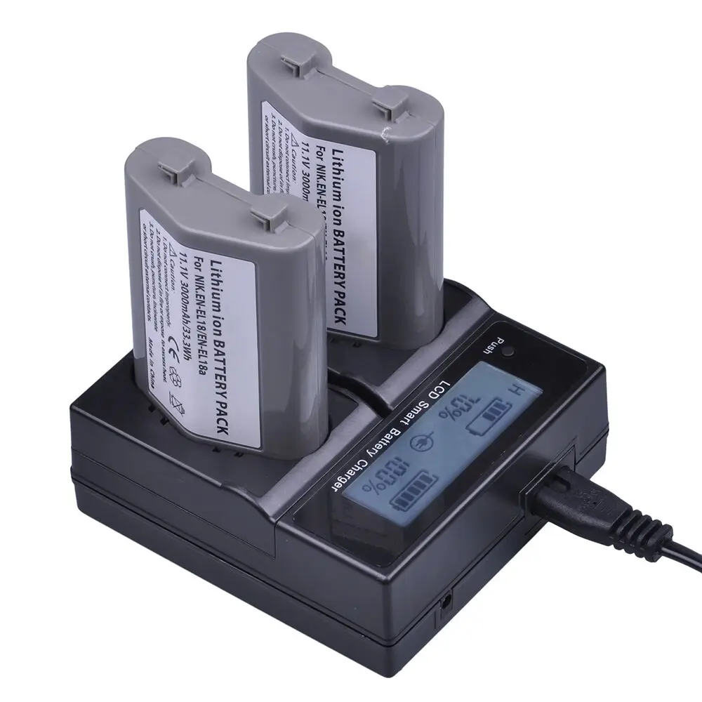 

EN-EL18a EN-EL18 Battery + Fast Charging Charger for Nikon EN EL18a, EN EL18, D850, D800, D800E, D4, D4S, D5, D6