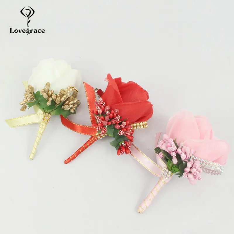 Trắng Hoa Hồng Xanh Dương Cưới Boutonniere Hoa Xòe Pin Chú Rể Phù Rể Mariage Hứa Nam Phù Hợp Với Thổ Cẩm Phụ Kiện Para Hombre DIY