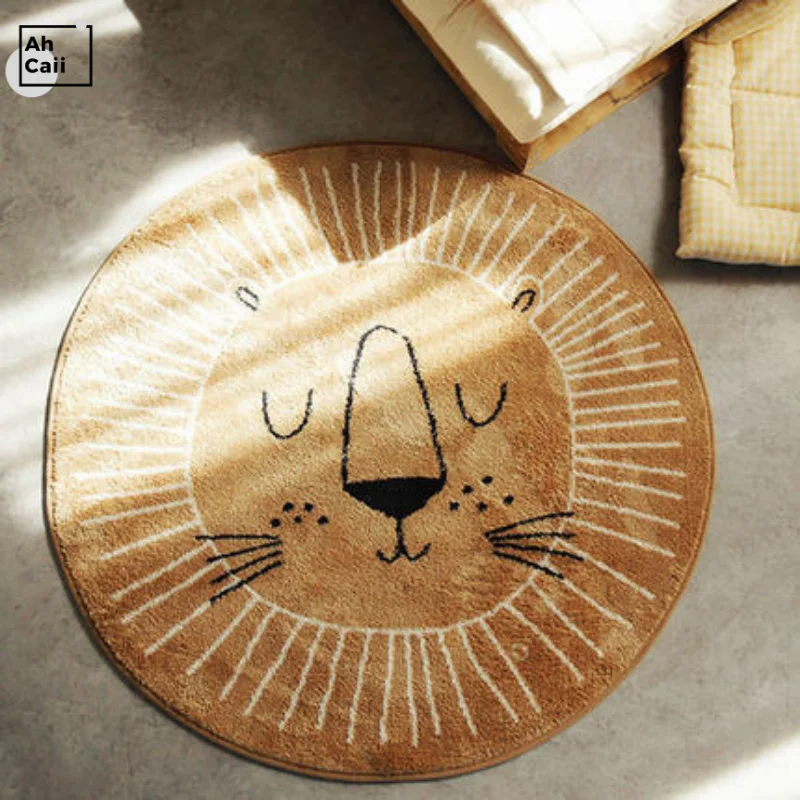 Kids Carpets Living Room Dining Fur Rug Baby Rug Round Carpet In The Bedroom Lion Mat For Children Plush Carpet Baby Carpet