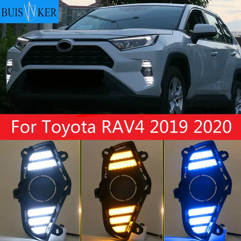 

2Pcs DRL For Toyota RAV4 2019 2020 LED Daytime Running Light Waterproof with flow Yellow Turn Signal Bumper