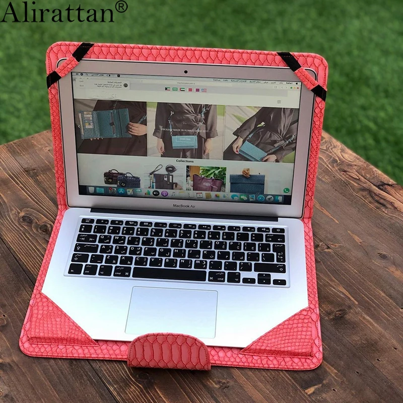 Alirattan New Notebook Sleeve Case for Women 2025 Fashion Macbook Air Pro13.3 Inch Ostrich Pattern Sleeve laptop Ipad Holder