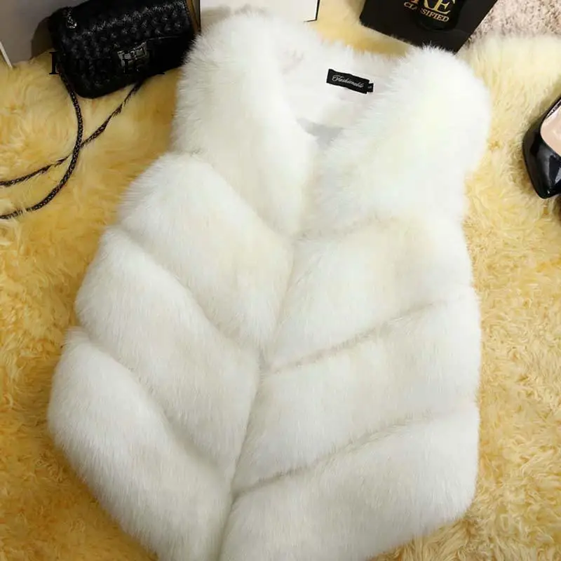 JULY'S เพลง2020ใหม่แฟชั่น Faux Fur Coat ฤดูหนาวผู้หญิงเอว Gilet แจ็คเก็ตหญิงขนสัตว์ Fluffy สีทึบสำหรับสุภาพสตรี