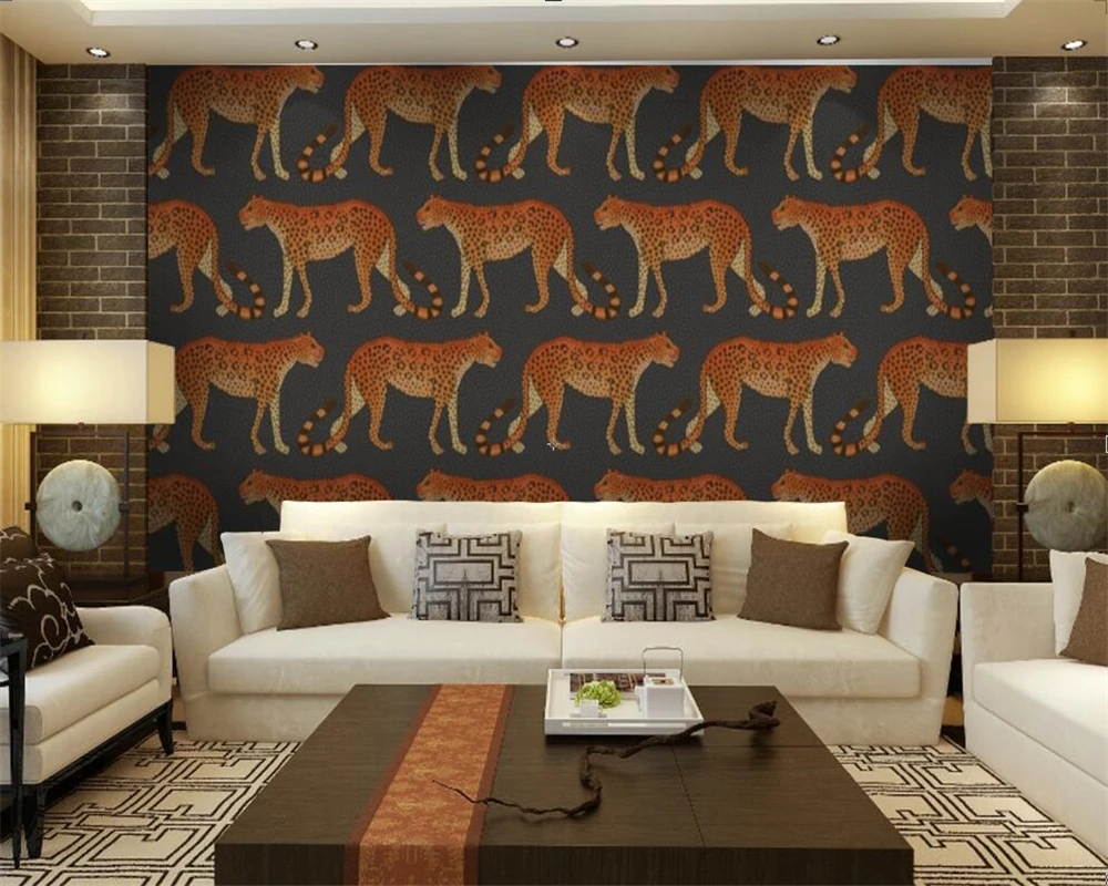 beibehang custom photo mural American retro leopard wallpaper French light luxury TV background 3D wall paper hotel decoration