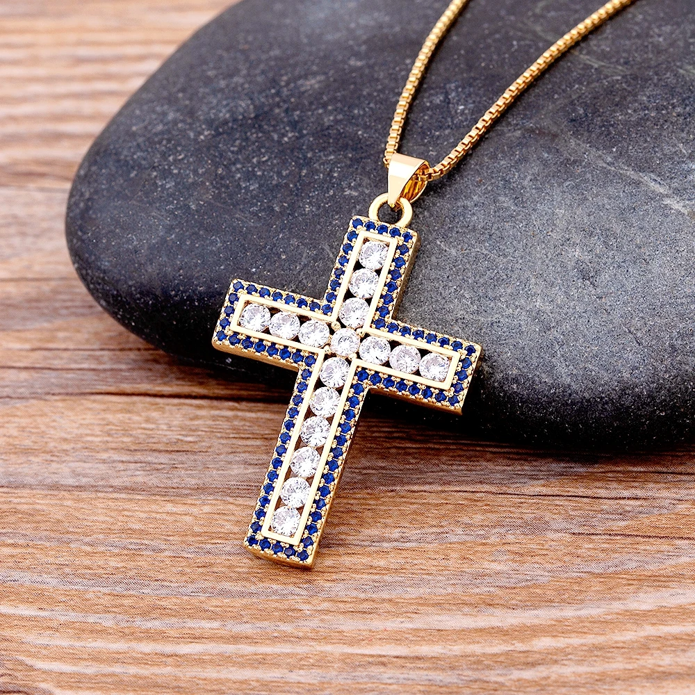 Neue Mode Weibliche Zirkon Kreuz Anhänger Dropshipping 4 Farben Wahl Jesus Halskette Party Jahrestag Schmuck Geschenk Für Frauen