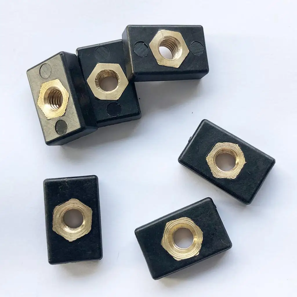 6Pcs M6 Copper Nut Nutsert Kayak Fitting Mount Nutsert Bolt Nylon Boat Hardware Screws Parts for Kayak Boat Mariner Trail Rail