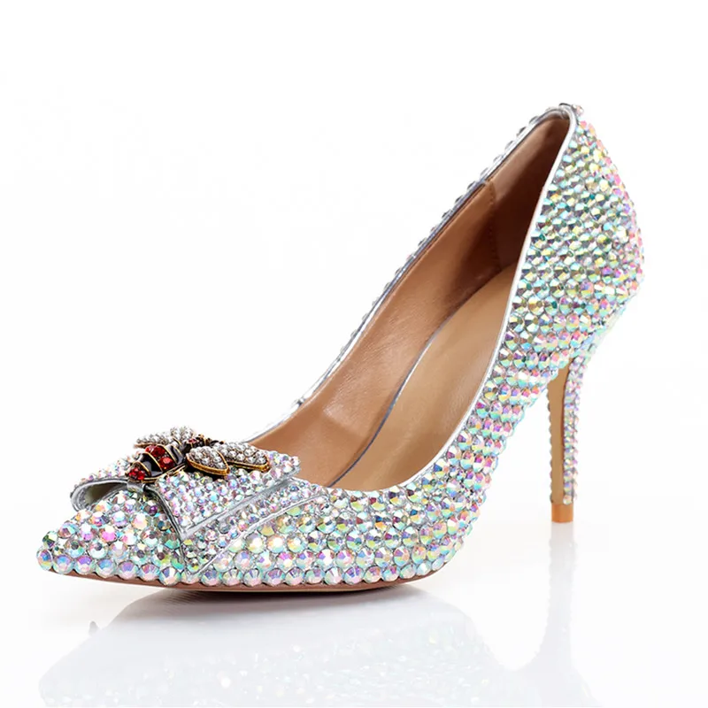 

Spring Autumn High Quality Decoration With Rhinestone Bride Shoes Newest Fashion High Heels Wedding Shoes For Christmas Party