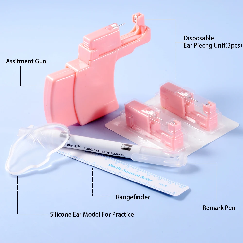 1Set Dispossable Sterile Piercing Kit Cartilage Tragus Helix Piercing Gun NO Pain Piercer Tool with Plastic Box