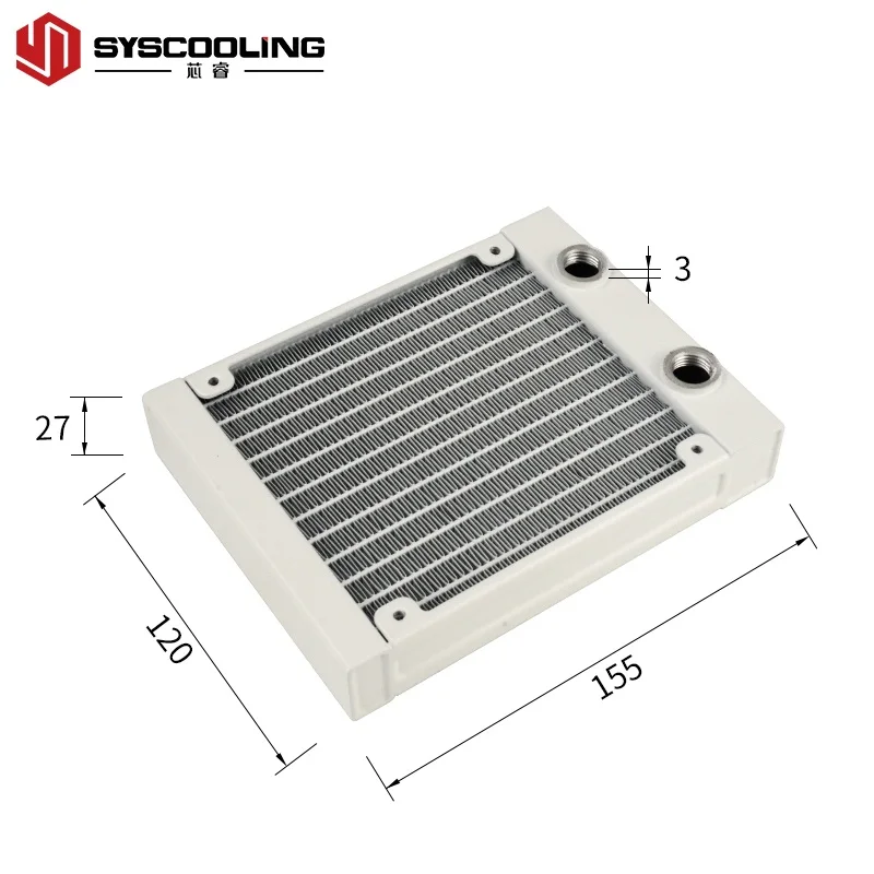 Syscooling-Radiateur en aluminium blanc, 120/240/360mm, épaisseur 27mm, filetage G1/4, refroidissement par eau, exdésinfection thermique, système de refroidissement DIY