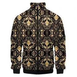 Chaqueta Bomber con estampado dorado para hombre y mujer, abrigo de manga larga con cremallera y bolsillos, ropa de primavera