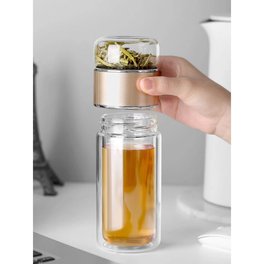 High Quality Glass CCup Portable Tea Water Bottle With Tea Filter Bottle Outdoor Sport Camping Drinkware Glass Cup Eco-Friendly