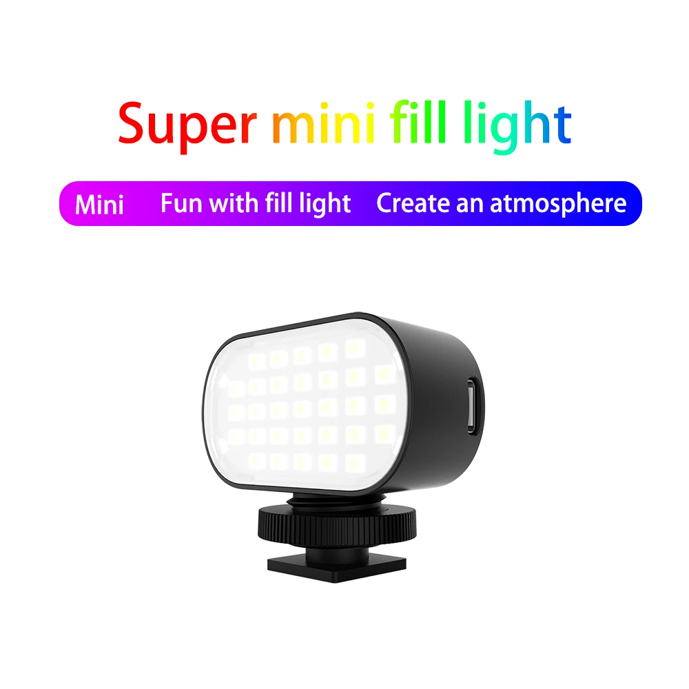 Ultra Mini Rechargable Video Light Adjustable Vlog Light for Youtube Selfie Live Type-C Charging Ligh for iphone huawei Xiaomi