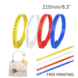 100 Custom Print Label Ring Tag Disposable Plastic Security Seal Brand Name Label Tag for Garment Shoes Bag Logistics 210mm/8.3