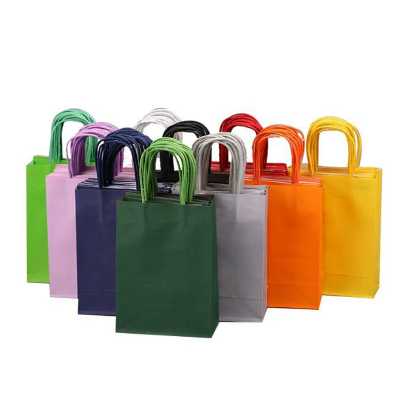 

Multifunction Soft Color Paper Bag With Handles 21x15x8cm Festival Gift Bag High Quality Shopping Bags Kraft Paper