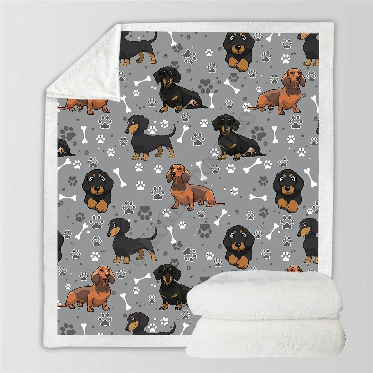 

Cute Dachshund Cozy Premiun Fleece Blanket 3D printed Sherpa Blanket on Bed Home Textiles