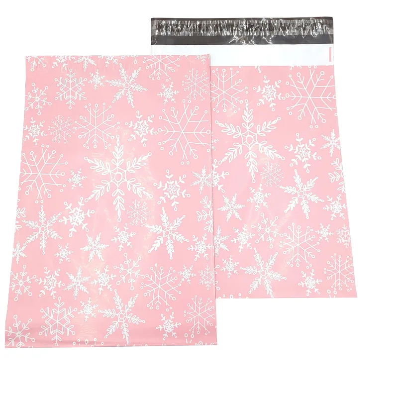 

100Pcs/Lot Pink Plastic Shipping Mailing Bag Snowflake Courier Envelope Self Sealing Express Bags Gift Postal Poly Mailer