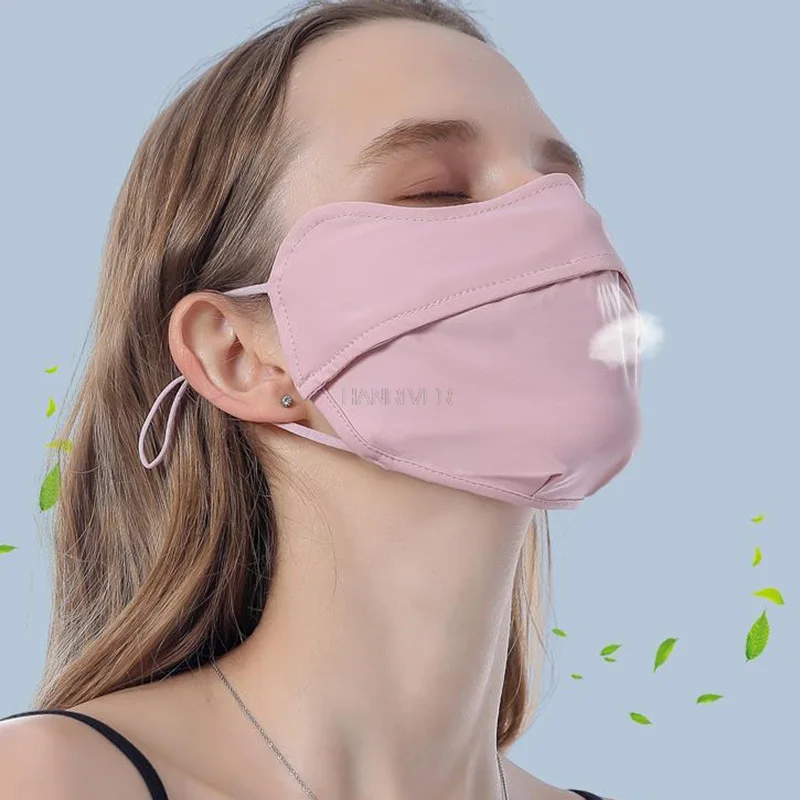 Angle of sun protection mask female uv eye full face mask shade open air summer thin ice silk in the summer