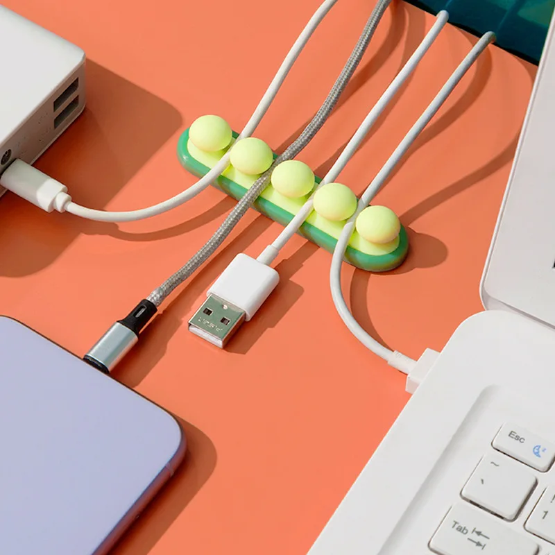 

Headphone Wire Organizer,phone data Wire holder,Silicone USB Cables organizer,Cable Holder for Mouse,Desktop Tidy Wiring duct